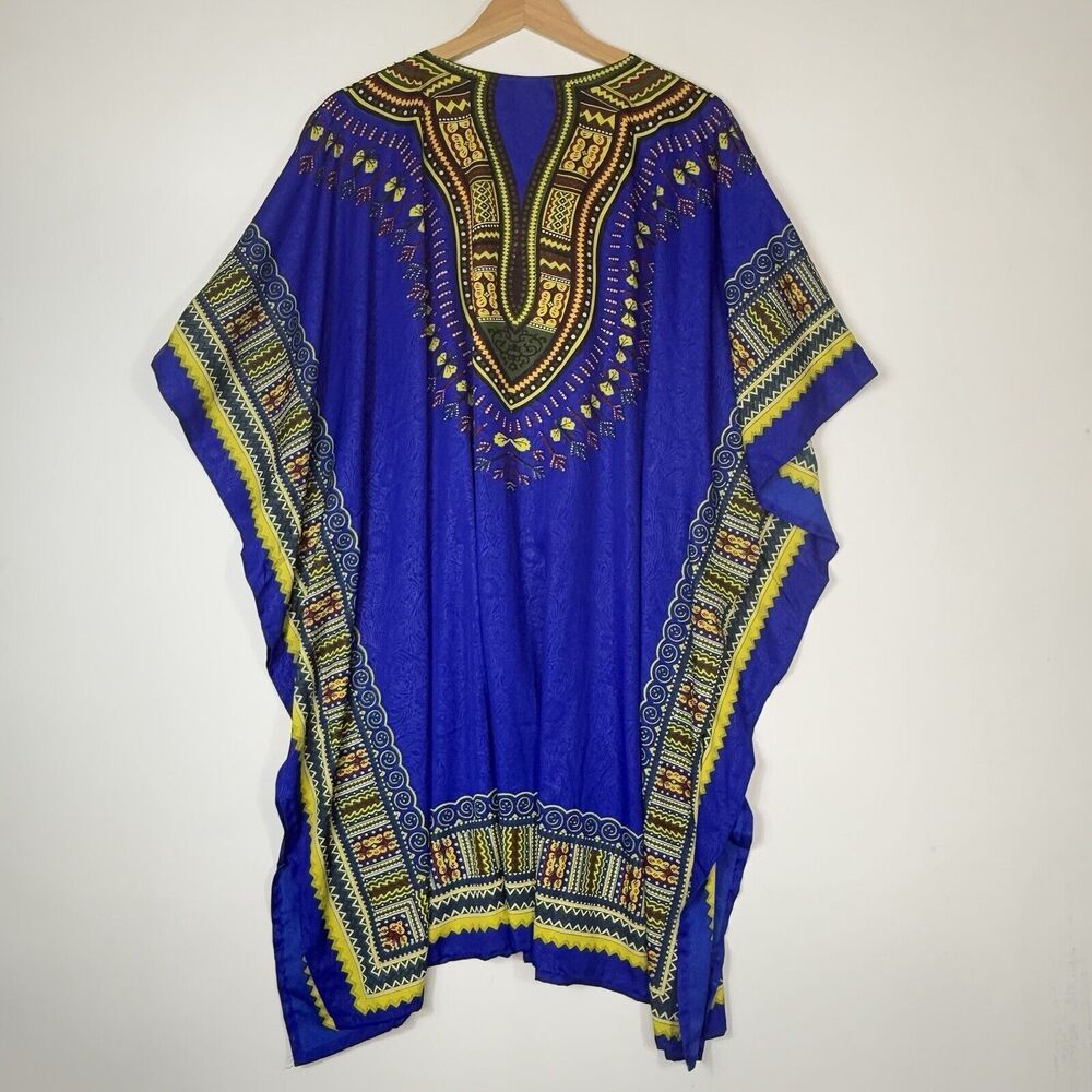 Sante Classics Blue Glitter Ethnic Pattern Beach Cover Shirt Top Womens One Size - Picture 5 of 7